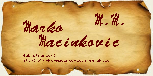 Marko Mačinković vizit kartica